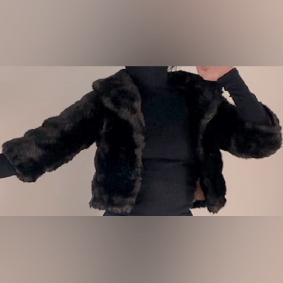 Vintage Monique Cropped Faux Fur Cape Coat Teddy Paris France XS/S - Picture 2 of 14